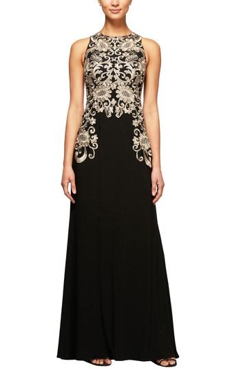 Women's Alex Evenings Embroidered Sleeveless Gown - Black