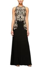 Women's Alex Evenings Embroidered Sleeveless Gown - Black