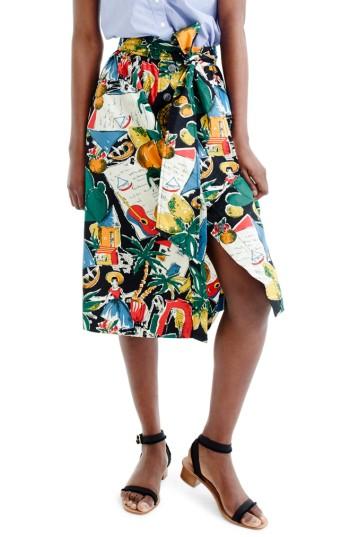 Women's J.crew Postcard Print Button-up A-line Skirt