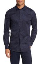 Men's Ted Baker London Modern Slim Fit Floral Print Sport Shirt (m) - Blue