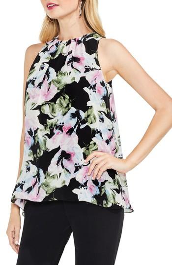 Women's Vince Camuto Glacier Floral Tank Top, Size - Black