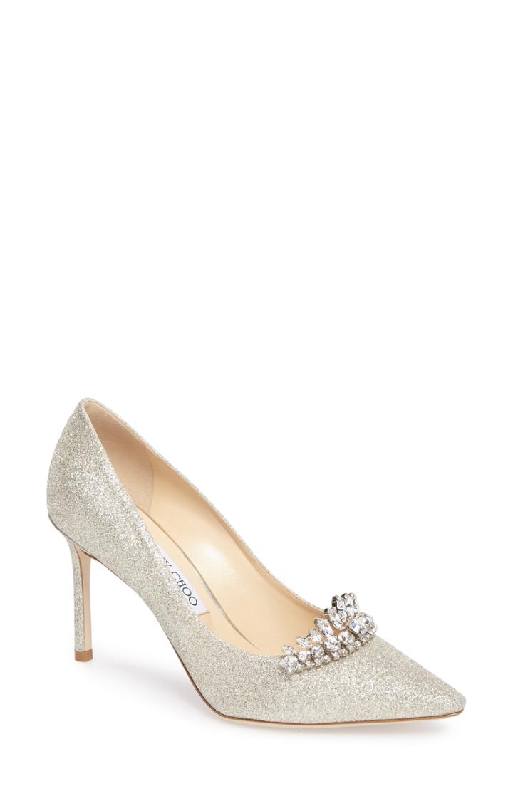 Women's Jimmy Choo Romy Crystal Embellished Pump Us / 38eu - Metallic