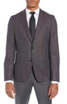 Men's Hugo Nobis Trim Fit Check Wool Sport Coat R - Blue
