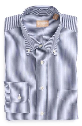 Men's Gitman Regular Fit Bengal Stripe Cotton Broadcloth Button Down Dress Shirt .5 - 34 - Blue