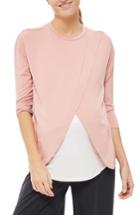 Women's Topshop Long Sleeve Maternity/nursing Top Us (fits Like 2-4) - Pink
