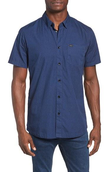 Men's Rvca Daisy Dot Print Shirt - Blue