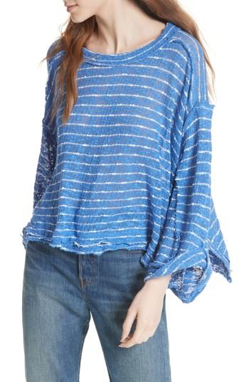 Women's Free People Island Girl Hacci Stripe Tee, Size - Blue