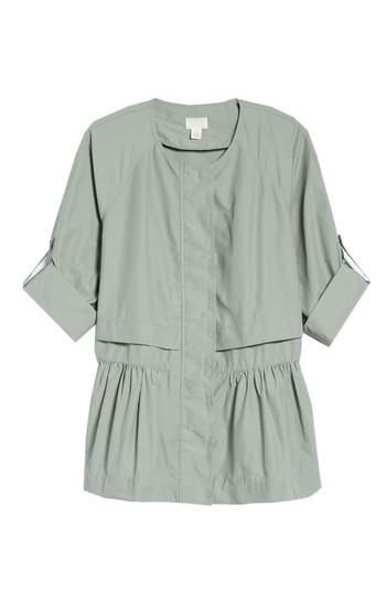 Women's Caslon Peplum Cotton Blend Utility Jacket, Size - Green