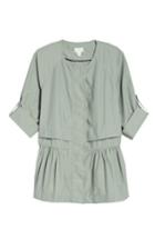 Women's Caslon Peplum Cotton Blend Utility Jacket, Size - Green