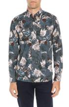 Men's Ted Baker London Hopeso Slim Fit Floral Sport Shirt (m) - Blue