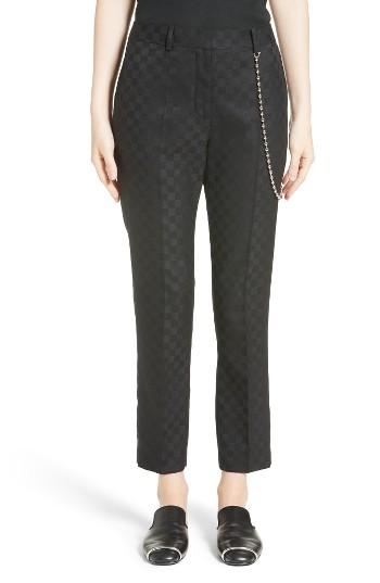 Women's Alexander Wang Chain Trim Checkerboard Pants - Black