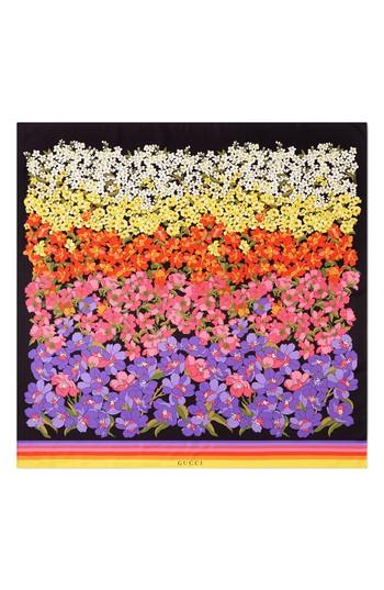 Women's Gucci Degrade Floral Silk Foulard Scarf, Size - Black