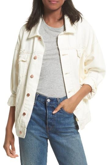 Women's Free People Denim Trucker Jacket /small - White
