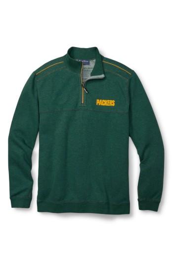 Men's Tommy Bahama Nfl Flipside Drive Quarter-zip Pullover, Size - Green
