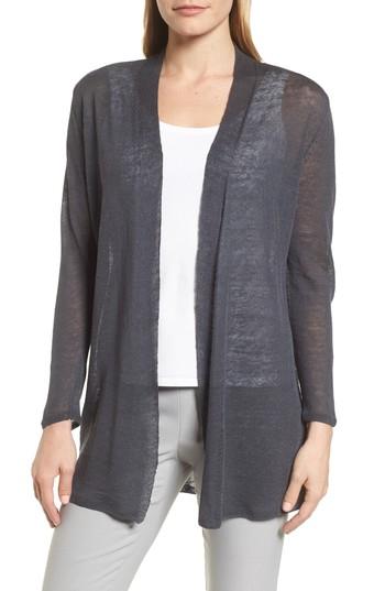 Women's Nic+zoe Long Linen Blend Cardigan - Grey
