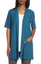 Women's Eileen Fisher Simple Tencel & Merino Wool Cardigan, Size - Blue/green