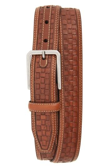 Men's Johnston & Murphy Woven Leather Belt - Tan