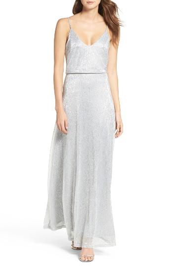 Women's Lulus Blouson Shimmer Gown