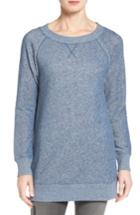 Petite Women's Caslon Space Dye Tunic Sweatshirt, Size P - Blue