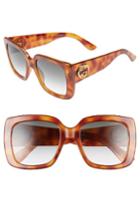 Women's Gucci Avana 53mm Square Sunglasses - Havana/ Green
