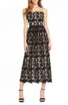 Women's Ml Monique Lhuillier Lace Tea Length Dress - Black