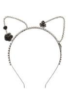 Berry Cat Ears & Roses Headband, Size - Black