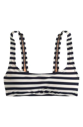 Women's J.crew Stripe Scoop Bikini Top - Blue