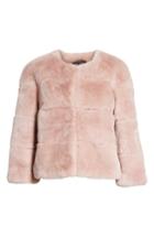 Women's St. John Collection Genuine Rex Rabbit Fur Jacket - Pink