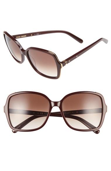 Women's Bobbi Brown 'the Alice' 57mm Sunglasses - Havana/ Brown