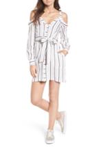 Women's Cold Shoulder Stripe Shirtdress
