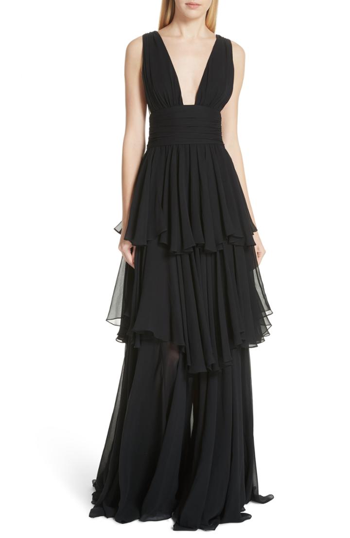 Women's Caroline Constas Paros Tiered Silk Gown