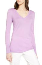 Women's Halogen Cotton Blend V-neck Sweater - Purple