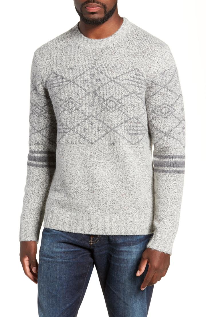 Men's Michael Bastian Fair Isle Fit Sweater, Size Large - Grey