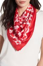 Women's Kate Spade New York Heart Party Silk Square Scarf, Size - Red