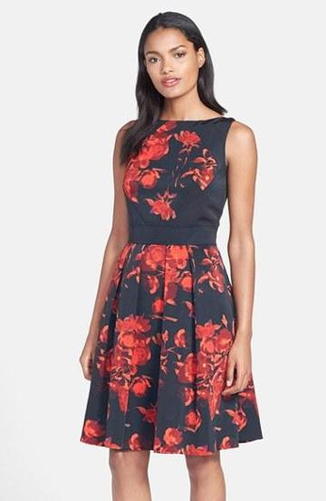 Taylor Dresses Floral Print Fit & Flare Dress (regular & Petite)