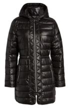 Women's Kenneth Cole New York Long Hooded Puffer Coat - Black