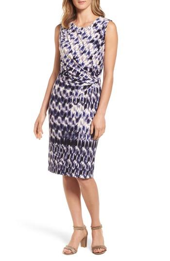 Petite Women's Nic+zoe Lotus Side Twist Sheath Dress, Size P - Purple