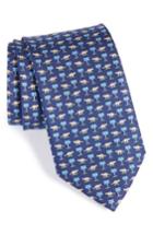 Men's Salvatore Ferragamo Dinosaur Print Silk Tie, Size - Blue