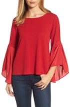 Women's Halogen Bell Sleeve Top, Size - Red