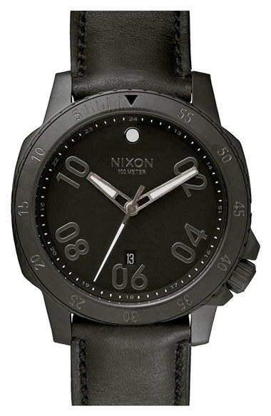 Men's Nixon 'the Ranger' Leather Strap Watch, 44mm