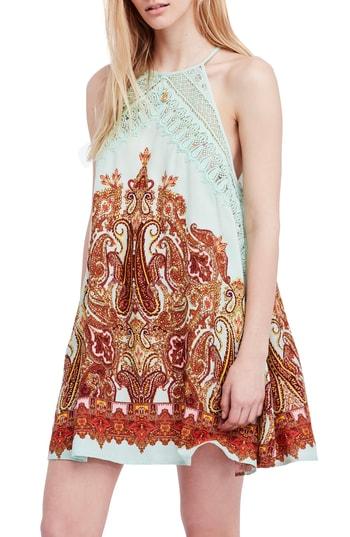 Women's Free People Shea Printed Halter Neck Minidress - Metallic