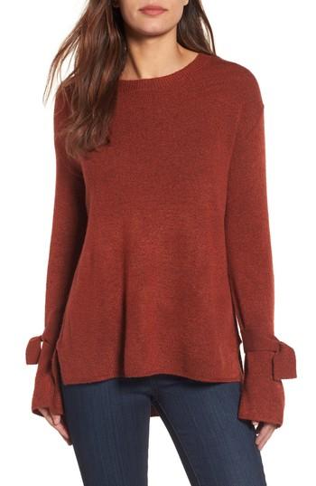 Petite Women's Halogen Tie Bell Sleeve Sweater P - Metallic