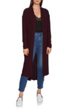 Women's 1.state Ruched Sleeve Space Dye Long Cardigan - Burgundy