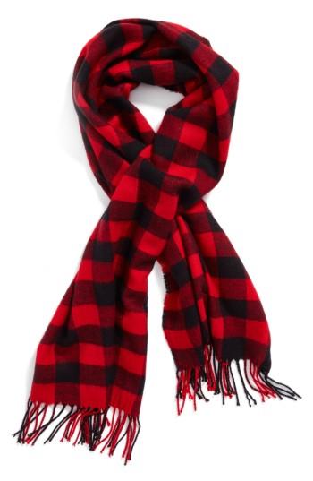 Junior Women's Bp. Buffalo Plaid Oblong Scarf, Size - Black