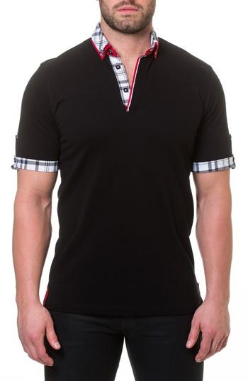 Men's Maceoo Woven Trim Polo (m) - Black