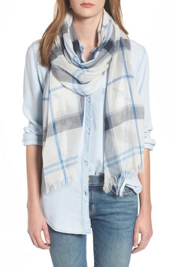 Women's Barbour Summer Tartan Wrap Scarf, Size - Blue