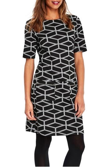 Women's Wallis Geo Jacquard Shift Dress Us / 8 Uk - Black
