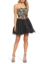 Women's Blondie Nites Embroidered Lace Fit & Flare Dress - Black