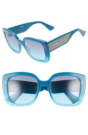 Women's Moschino 54mm Square Sunglasses - Teal Tea