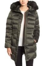 Women's Sachi Down Coat With Genuine Fox Fur Trim - Green